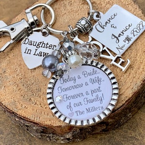 Daughter in Law, Daughter in law Wedding gift, chosen by our son and are like a daughter to us, bridal shower gift, Bridal bouquet charm image 1