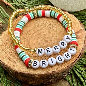 Beaded bracelets, Christmas gift, Christmas stacking bracelets, Gift for her, Personalized bracelet, stackable, custom Christmas bracelets