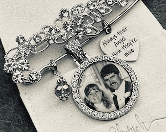 Bridal bouquet charm, wedding bouquet charm with photo, Something BLUE, Wedding bouquet memory charm, memorial photo charm, wedding charm