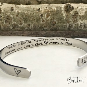 Wedding gift for BRIDE, Today a Bride, personalized cuff bracelet,  PERSONALIZED gift, daughter wedding gift, Daughter in law, bridal shower