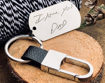 Actual handwriting, handwriting jewelry, remembrance gifts, Handwriting key chain, son gifts, gift for him, Personalized key chain signature