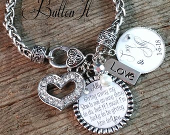 Daughter in law bracelet, bride, I do, future daughter in law, bride heart, giving away my son, daughter gift, wedding anniversary, love