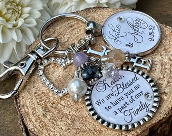 Daughter in law gift, Bridal bouquet charm, PERSONALIZED wedding, Daughter in law wedding gift, blessed to have you as a part of our family