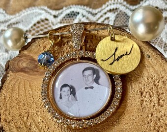 Handwriting bridal bouquet charm, wedding bouquet charm, bridal memorial charm, bridal shower gift, something blue, granddaughter wedding