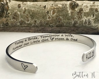 Wedding gift for BRIDE, Today a Bride, Tomorrow a wife, Forever our little girl, PERSONALIZED daughter wedding gift, Daughter in law, bridal