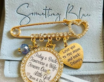 Something BLUE, Bridal bouquet charm, Today a bride, Daughter wedding gift, something blue pin, Wedding bouquet charm, daughter gift