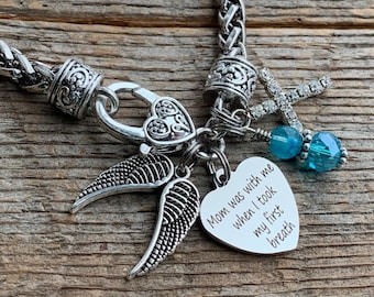 Charm bracelet, Loss of mother, Loss of mom, SYMPATHY gift, Remembrance jewelry, In memory of, grief mourning jewelry, custom bracelet