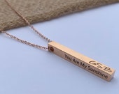 Daughter gift from mom, Daughter necklace, 4 sided bar, You are my sunshine necklace, Birthday gifts for her, personalized bar necklace
