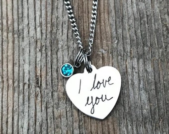 Handwritten charm necklace, personalized necklace, jewelry with handwriting, Handwritten, personalized, mother daughter jewelry Mother's Day