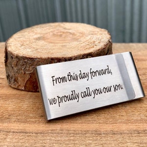 Son in law, son gift, wedding gift, Money clip, handwriting, groomsmen, handwritten, gifts for him, Dad gift, grandparent, son quote