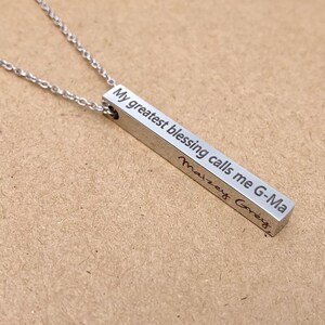 Personalized necklace, 4 sided bar necklace, cube necklace, Christmas gift, Name necklace, engraved necklace, best friend, friendship