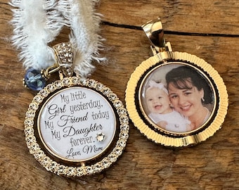 Daughter wedding gift from mom, Wedding bouquet charm, Bridal shower gift, bridal bouquet charm, wedding bouquet charm with photo,bride gift