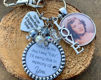 BRIDAL bouquet charm, Bride, REMEMBRANCE jewelry, BRIDAL bouquet photo charm, today is the day I say I do Forever in my heart, daughter gift