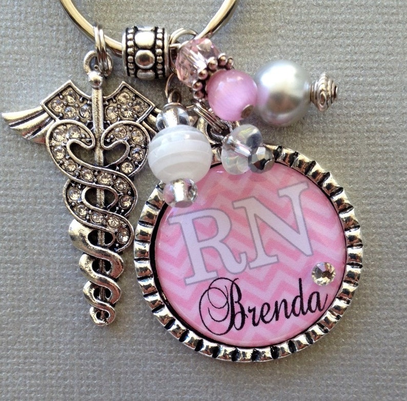 Nurse RN Personalized Keychain Chevron Keychain Etsy