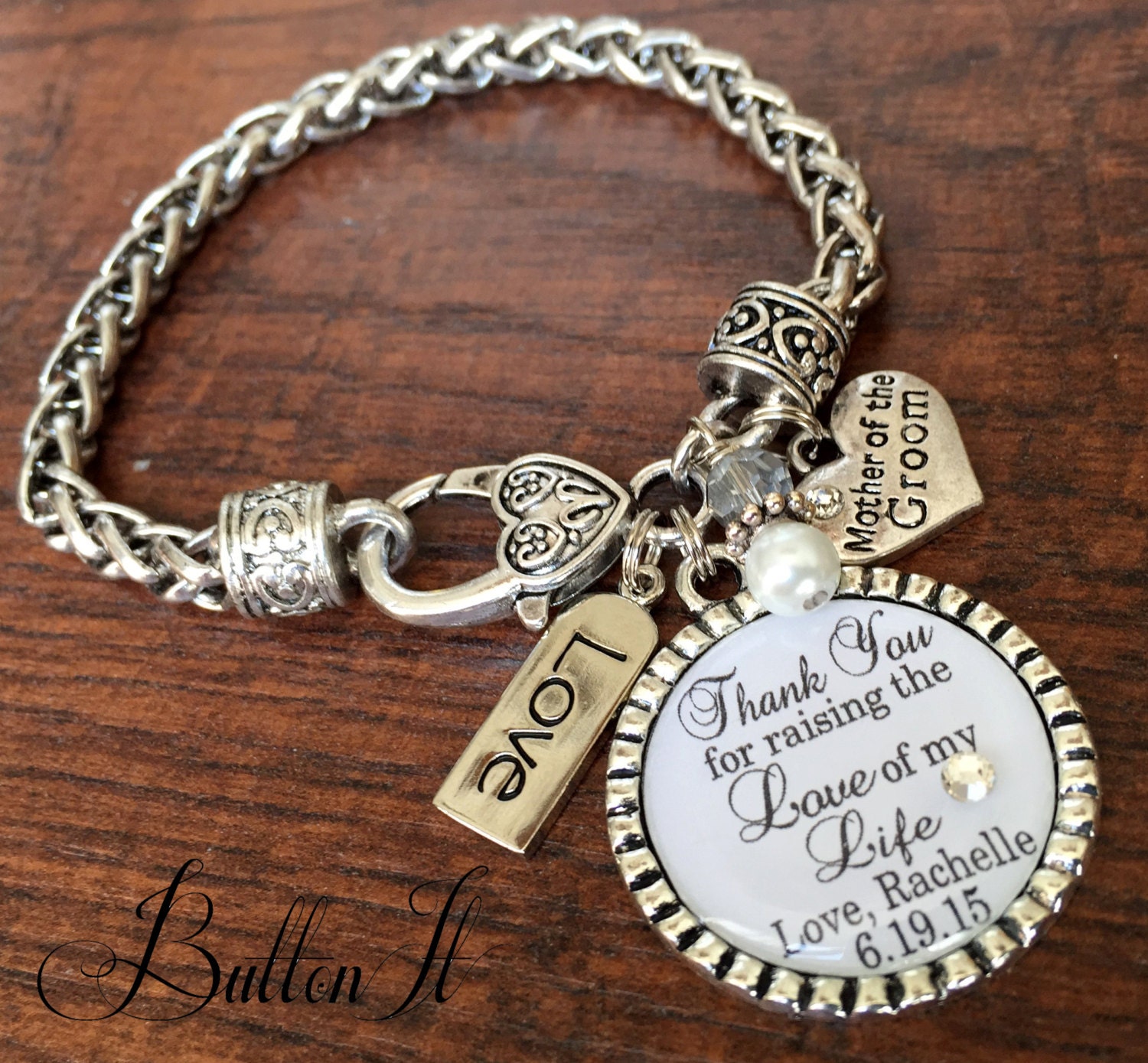 Customized Sterling Bride's Bracelet-from the Groom – Elsie Kaye  Glassworks, LLC