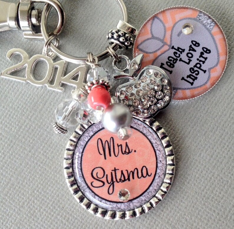 Teacher Gift, PERSONALIZED Keychain, teacher appreciation, inspirational, made a difference, big heart to shape little minds, 画像 4