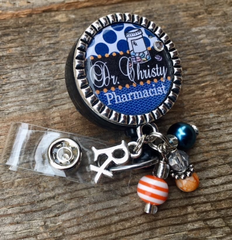 Pharmacist ID Badge Reel Pharmacy Technician Personalized Etsy
