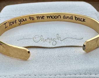 Handwriting jewelry, Gift for HER, handwriting bracelet, Valentines Day gift, daughter gift, personalized bracelet, cuff bracelet, love you