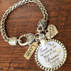 Mother of the GROOM gift, charm bracelet, man of my dreams, wedding keepsake, CUSTOM gift, Today a Groom Tomorrow a Husband Forever your son