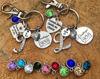 Best friend gift, FRIENDSHIP, Friend birthday gift, 40th birthday, Gifts for HER, 60th birthday, 50th birthday, birthstone, initial jewelry