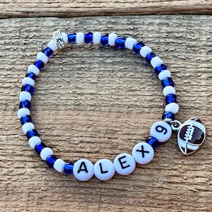 football bracelet team spirit bracelet, beaded bracelet, basketball bracelet, sports bracelet, team gift, mascot bracelet, stacking bracelet