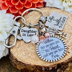 Daughter in Law, Daughter in law Wedding gift, chosen by our son and are like a daughter to us, bridal shower gift, Bridal bouquet charm image 2