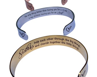 Personalized bracelet, Sister Christmas gift, sister bracelet, sister birthday gift sister in law SISTER jewelry  soul sisters cuff bracelet