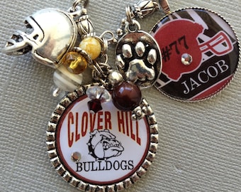 Football Mom, Football Necklace, Back To School, Personalized necklace, Team Colors, Helmet, School mascot, Baseball, bulldogs, jersey