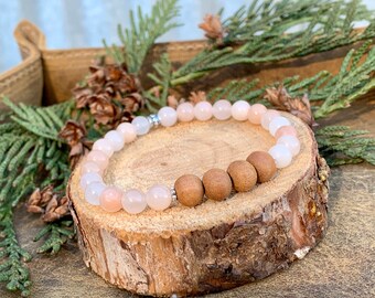 Regalo para ELLA, Pulsera de cuentas, aromaterapia, Cuentas semipreciosas, amazonita, pulsera de aceite esencial de joyería de cuentas, pulsera apilable amistad