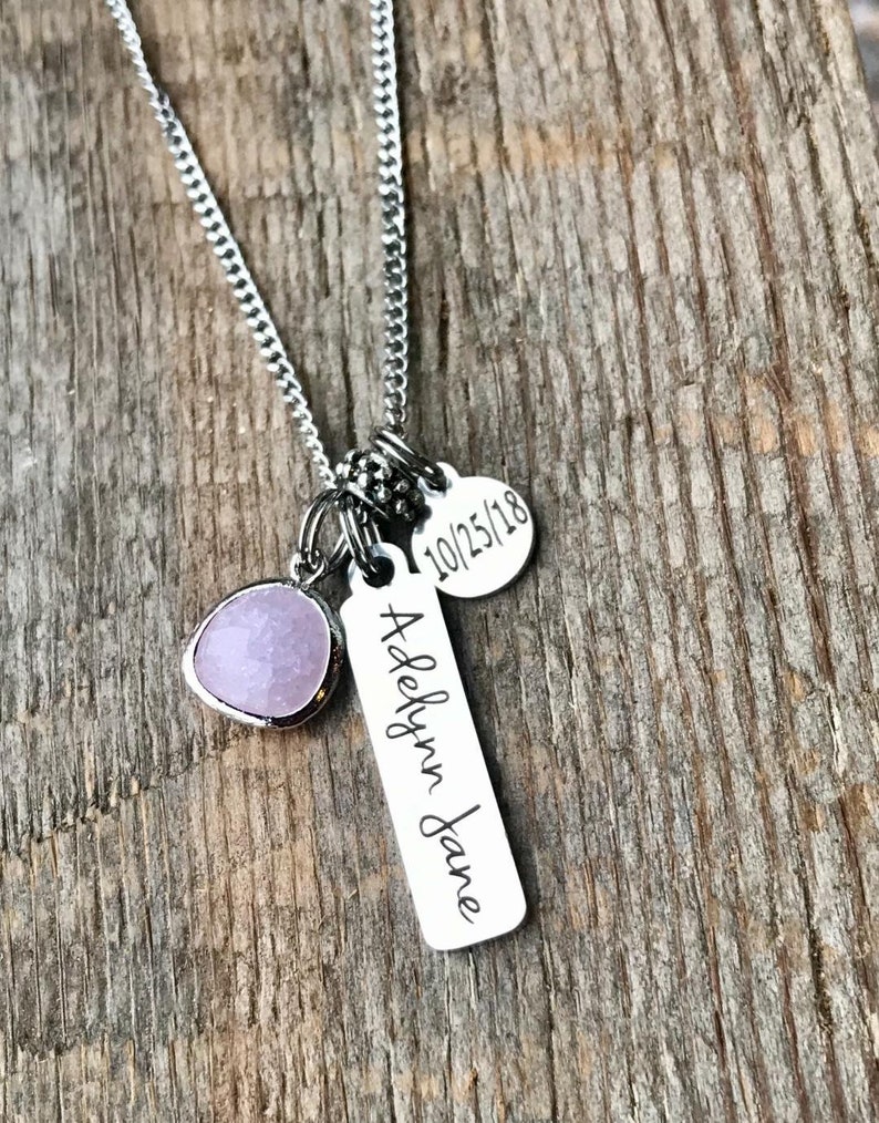 Engraved Bar Necklace PERSONALIZED Bar Necklace First Time Etsy