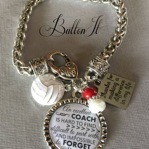 Coach Gift, Softball coach, Cheer coach, Volleyball Coach, Gift from team, Charm bracelet, Soccer Coach, Thank you gift, Inspirational quote image 2