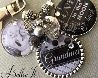 Personalized  gift, Grandma gift, I Love you to the moon and back, PHOTO pendant, Grandma jewelry, mom jewelry, heart charm, Nana