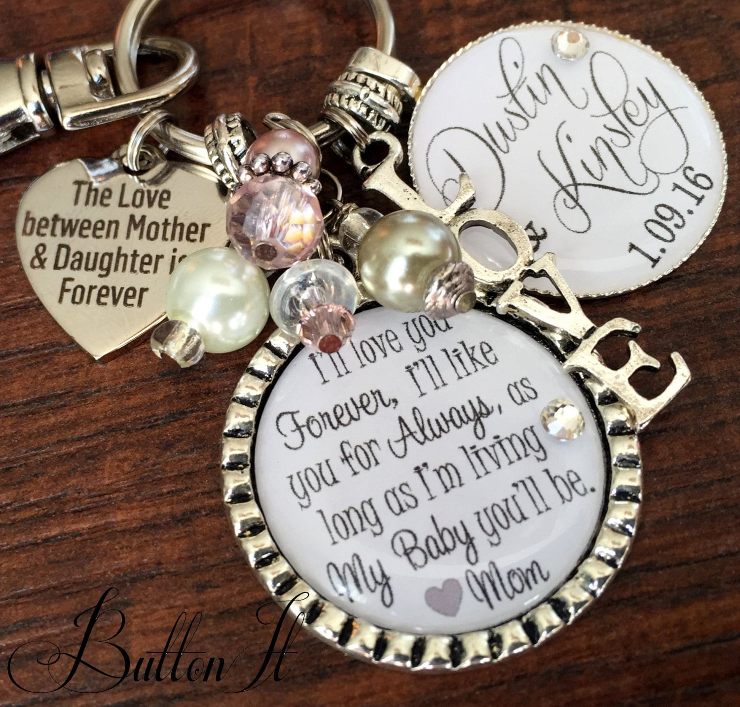 Mother of The Bride Wedding Gift Mom Jewelry Keychain Today a Bride Tomorrow a Wife Always Your Daughter