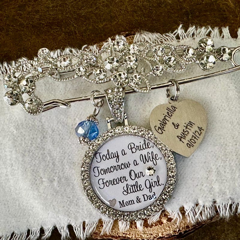 Bridal bouquet charm, Today a bride, Something BLUE, Daughter wedding gift, something blue pin, Wedding bouquet charm, daughter gift