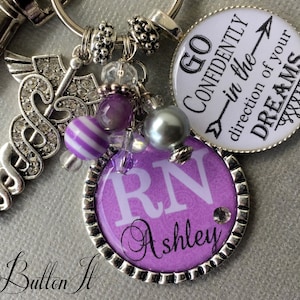 RN, NURSE graduate, np, Necklace or keychain BSN, rhinestone caduceus, pa, lpn, slp, ot, Go confidently in the direction of your dreams