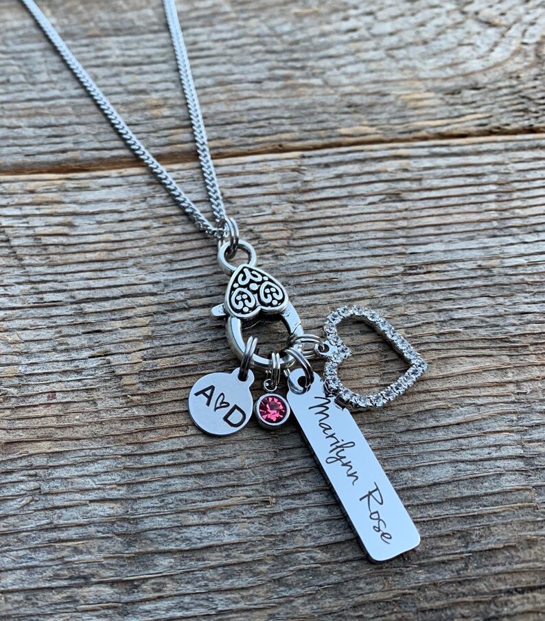 Personalized necklace, Mom gift, mom necklace, charm necklace, women jewelry, gifts for her, children name necklace pave image 1