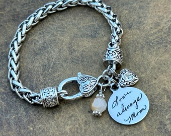 Handwriting gift, Handwriting bracelet, gift for her, handwritten charm, personalized jewelry, signature gift, mom gifts, Gift for mom