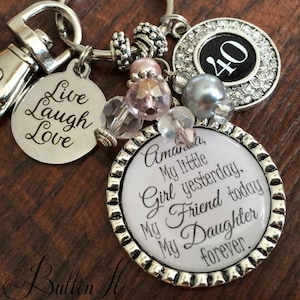 Gift for HER, personalized key chain, 40th birthday, birthday gift, gift daughter, birthstone jewelry, daughter birthday, 30th birthd
