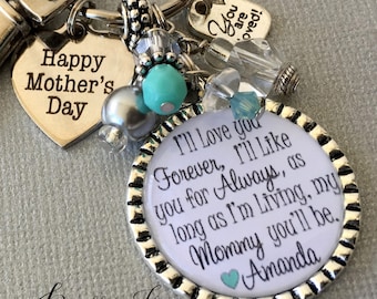 Mom Gift, Personalized Gift, I'll love you forever, like you for always, personalized key chain, Christmas gift, best friend gift for her