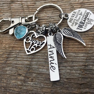 Sweet 16 key chain, personalized key chain, Bar charm, daughter gift, BIRTHSTONE, niece gift, You are my sunshine, Never drive faster angel