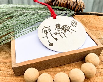 Christmas ornament, kid's drawing, grandparent gift, ornaments, 2025 Christmas ornament, handwriting, ornaments personalized family ornament