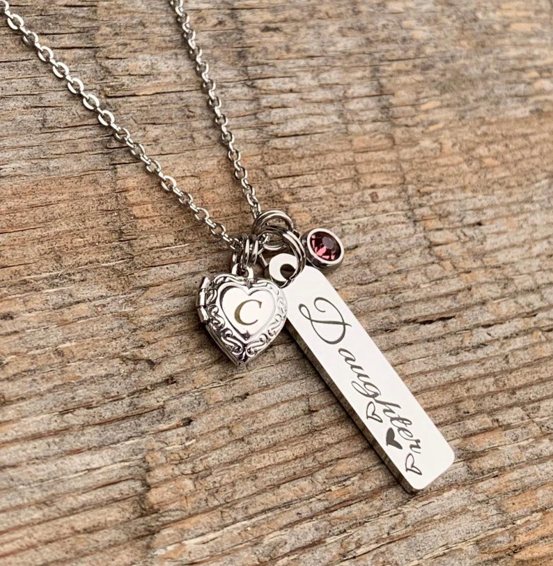 Daughter Necklace Heart Locket Locket Necklace Personalized Etsy