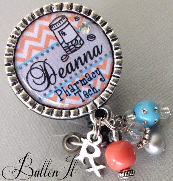 Pharmacy Technician ID Badge Reel Personalized Pharmacist