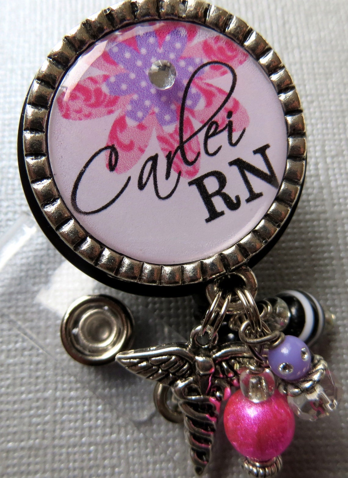 Personalized ID Badge Reel RN LPN Nurse Silver Pendant Etsy