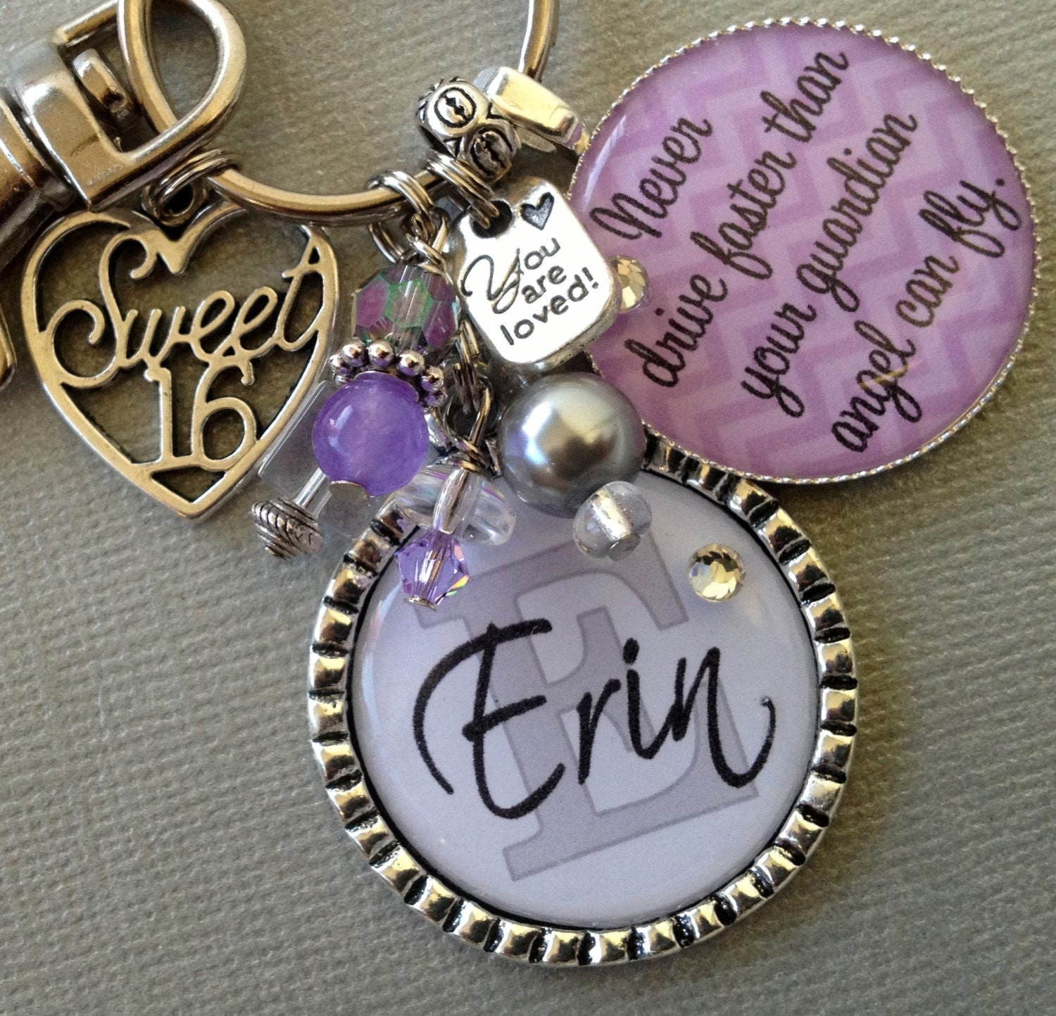 Sweet Sixteen Personalized Gift Keychain chevron 16th Etsy
