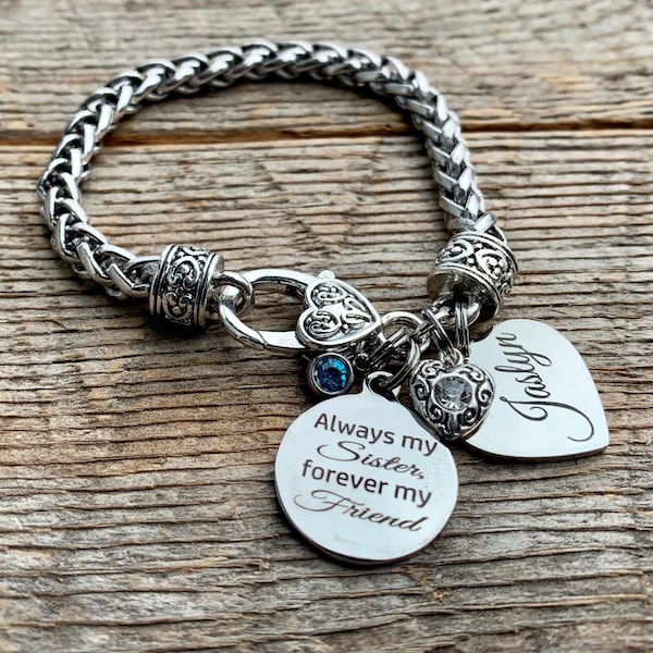 Sister gift, sister birthday gift, personalized, Sister bracelet, SISTER jewelry, Big sister, long distance, miles apart, soul sister