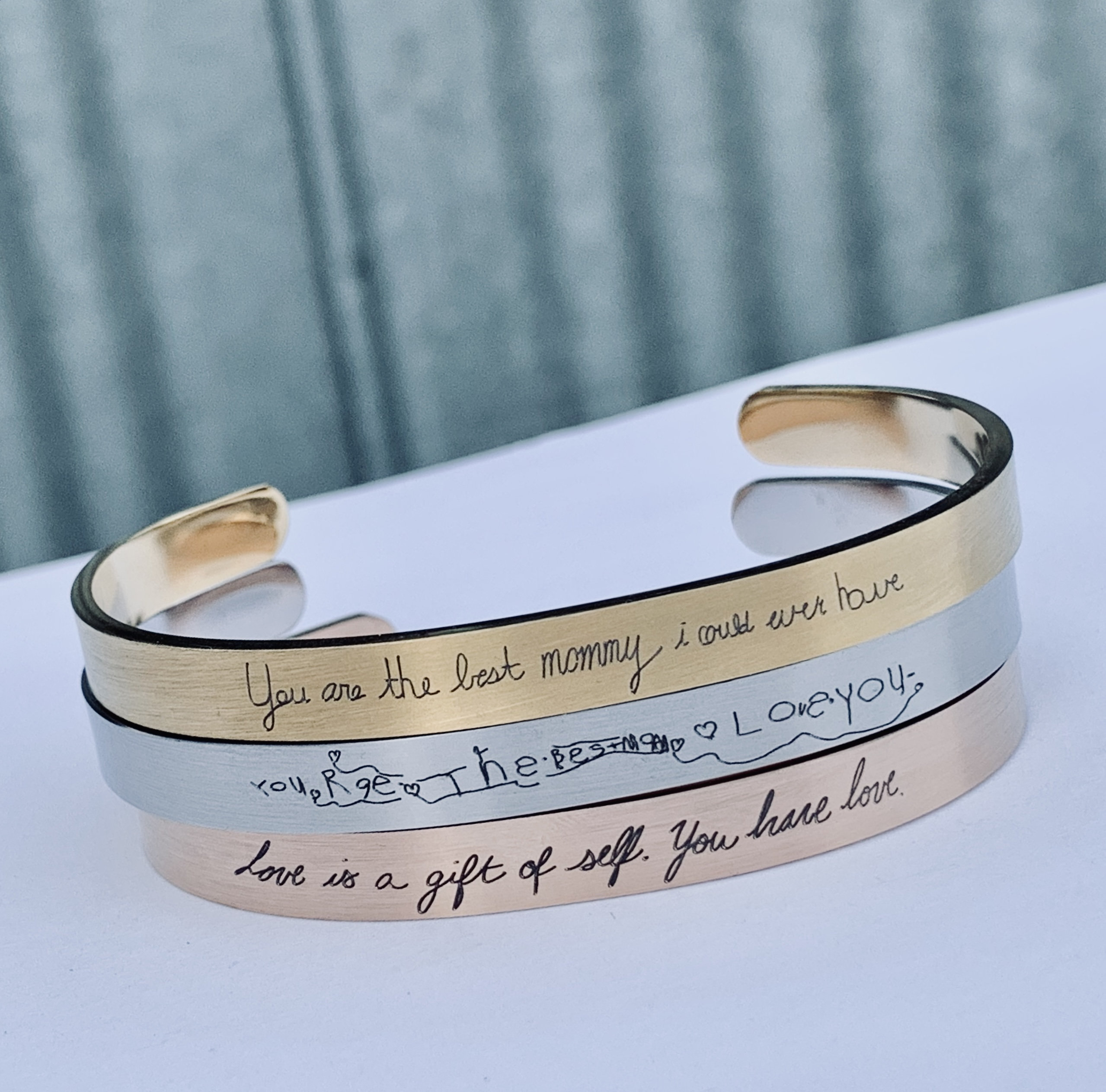 Handwriting cuff bracelet deals