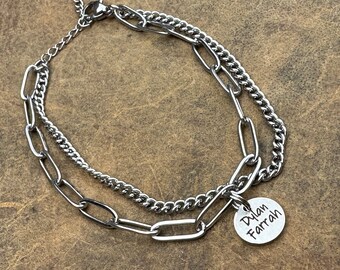 Personalized bracelet, mom bracelet, paper clip bracelet, personalized gift, stainless steel jewelry