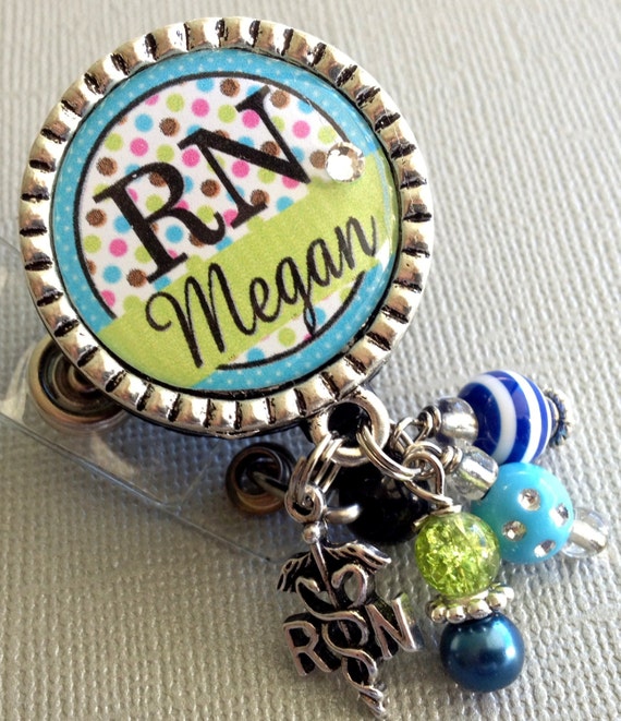 Garnet Polka Dot Monogrammed Retractable ID Badge Reel