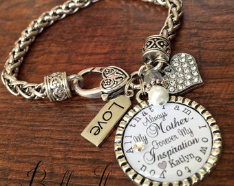 Mother bracelet, Mother daughter jewelry, Mother's Day gift, mom birthday gift, love you to the moon and back, All that I am I owe to you